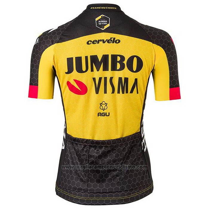2021 Abbigliamento Ciclismo Donne Jumbo Visma Nero Giallo Manica Corta e Salopette